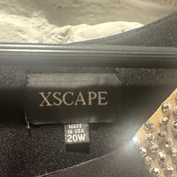 Xscape Black Evening Gown with Trumpet Skirt and Silver Beaded Accents - Picture 2 of 12